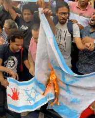 «حرق علم إسرائيل» يتصدر مشهد الوقفة الاحتجاجية لنقابة الصحفيين اليوم.. صور